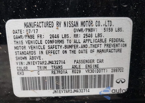 2018 Infiniti Q50 3.0T Luxe z USA, uszkodzony, nr VIN JN1EV7AR2JM432714